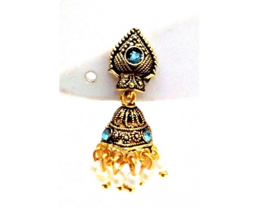 Golden Oxidized Women Earring Jhumka Jhumki Jewelry Drop PushBack Classy Gift 75
